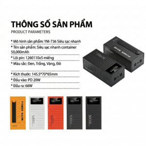 Alternative view of Sạc Dự Phòng Nhanh 66W PD 20W Container Zovix - 10000mAh / 20000mAh / 30000mAh / 50000mAh