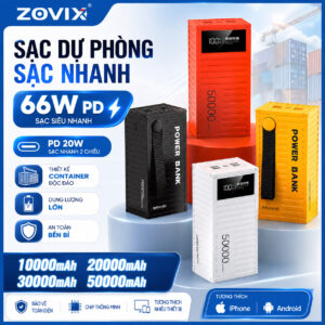 Sạc Dự Phòng Nhanh 66W PD 20W Container Zovix - 10000mAh / 20000mAh / 30000mAh / 50000mAh
