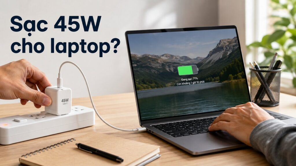 củ sạc 45w có sạc được laptop không