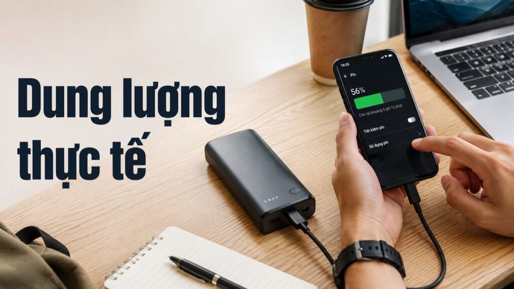 dung lượng thực tế của sạc dự phòng