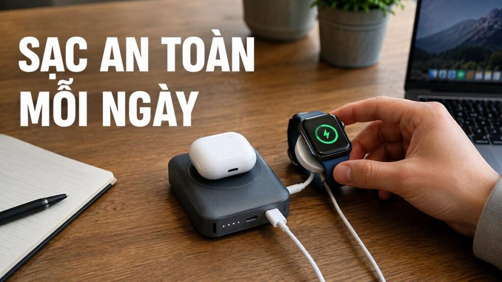 sạc dự phòng cho tai nghe và đồng hồ